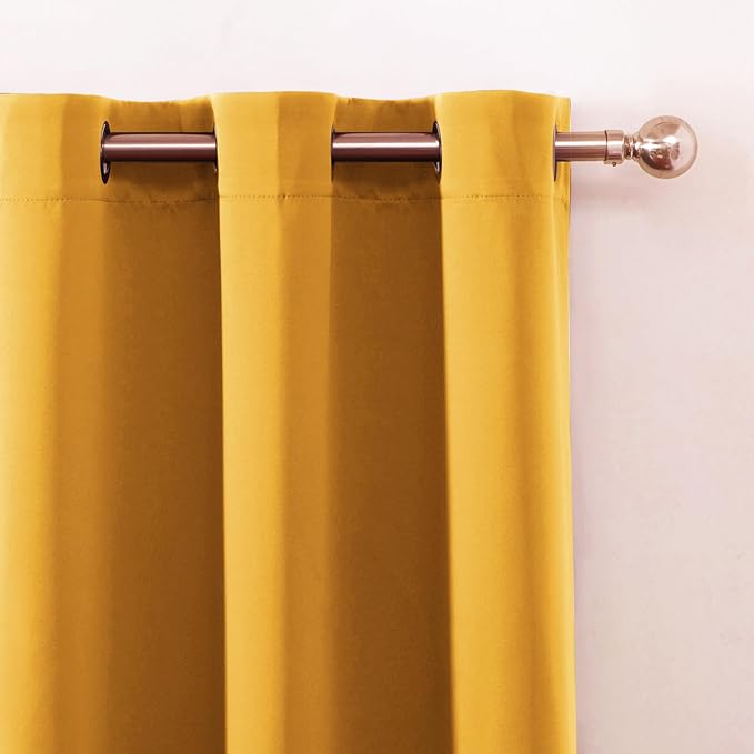 LEMOMO Blackout Curtains 52 x 120 Inch Long Yellow Curtains Set of 2 Panels Room Darkening Curtains for Bedroom and Living Room