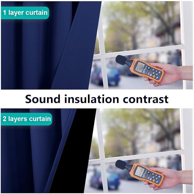 NICETOWN 100% Blackout Curtains 54 inches Long, Royal Blue, 1 Pair, 42 inches Width Each Panel, Double-Deck Completely Blackout Window Treatment Thermal Insulated Lined Drapes for Small Window