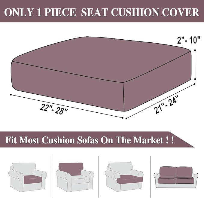 Couch Cushion Cover Seat Cushion Cover Stretch Armchair Cover Separate Sectional Sofa Slipcovers Furniture Protector(1 Piece for Seat or Sofa Backrest, Brown)