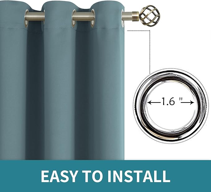 BGment Room Darkening Curtains 54 Inches Long - Grommet Thermal Insulated Drapes Window Treatment Curtains for Bedroom, 2 Panels, 38 x 54 Inch, Stone Blue