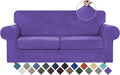 WEERRW Velvet Couch Covers for 2 Cushion Couch Sofa - High Stretch Luxury Velvet Plush 3 Pieces Sofa Slipcovers with Elastic Bottom, Furniture Protector for Pets, Machine Washable, Purple, Medium