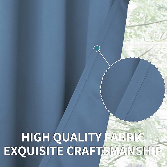 BGment Blackout Curtains for Bedroom - Grommet Thermal Insulated Room Darkening Curtains for Living Room, Set of 2 Panels (52 x 45 Inch, Faded Denim)