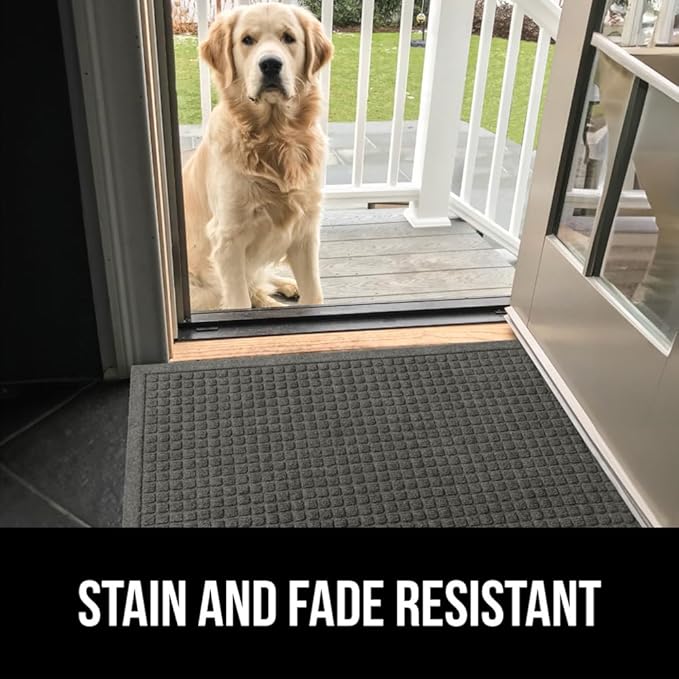 GORILLA GRIP® Ultra Absorbent Front Door Mat Outside Entrance, Traps Dirt and Moisture, HydroABSORB Indoor Outdoor Doormat Holds Up to 1.7 Cups Water, Stain and Fade Resistant Welcome Mat, 29x17, Grey