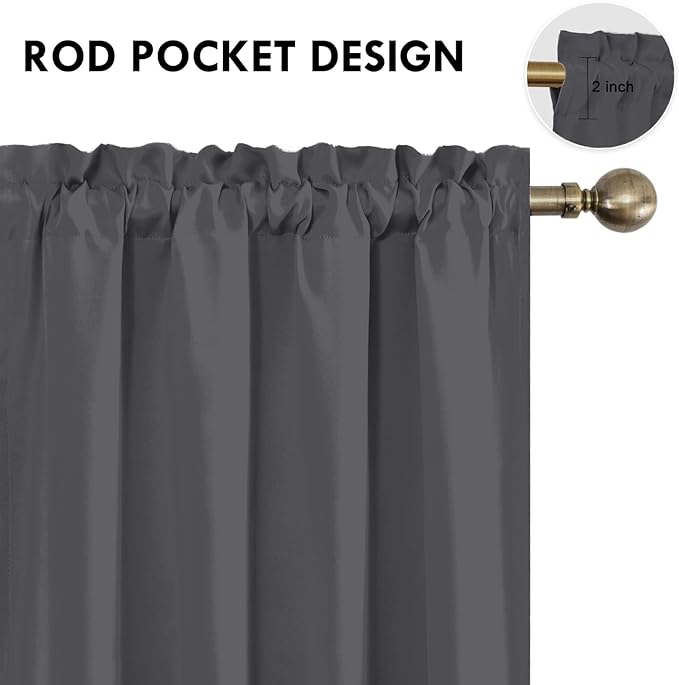 DWCN Blackout Curtains for Bedroom 84 Inch Length 2 Panels Set, Solid Thermal Insulated Energy Saving Rod Pocket Window Treatment Curtains Blackout Drapes (W42 x L84 Inch, Dark Grey)
