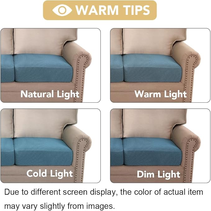 H.VERSAILTEX Super Stretch Individual Seat Cushion Covers Sofa Covers Couch Cushion Covers Slipcover Sets Thick Jacquard Textured Twill Fabric (2 Piece Medium Sofa Cushion Covers, Dusty Blue)