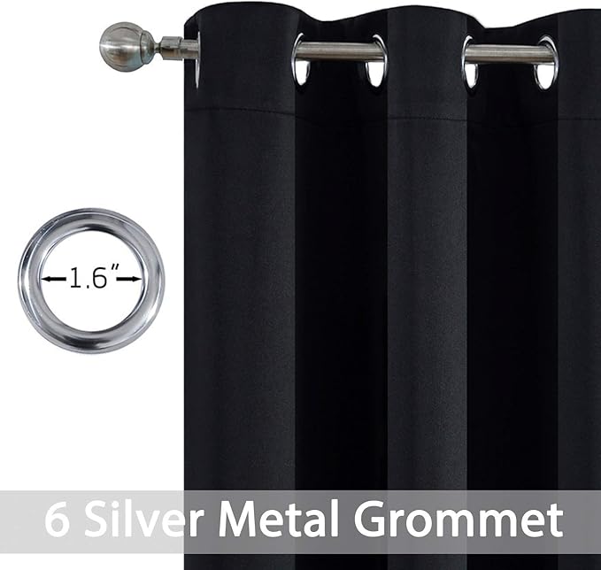 Yakamok Blackout Curtains for Bedroom, Room Darkening Thermal Insulated Grommet Window Drapes for Living Room, 38W x 45L, Set of 2