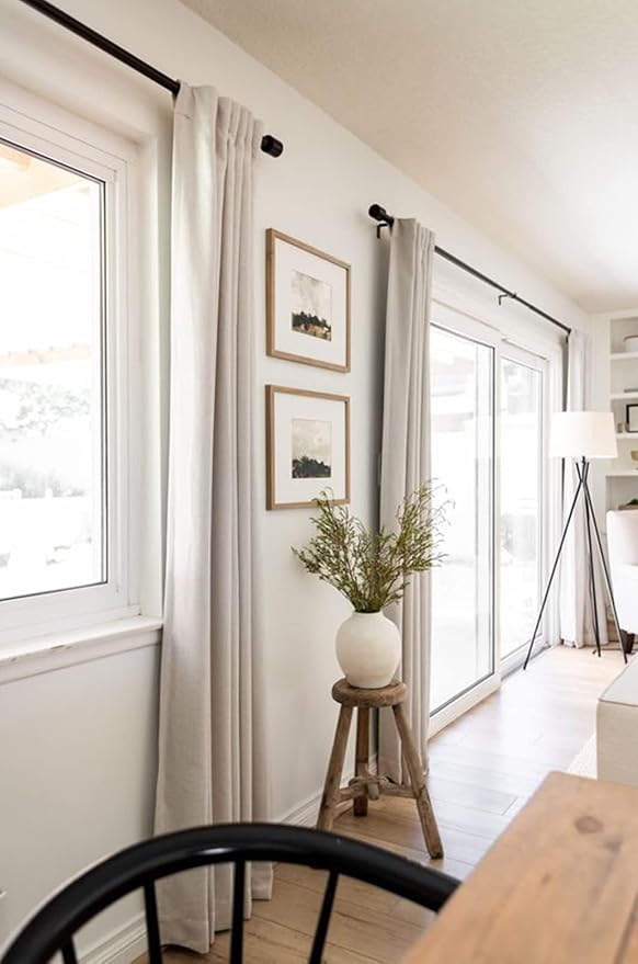 100% Blackout Shield Linen Blackout Curtains for Bedroom 72 Inches Long, Back Tab/Rod Pocket Living Room Drapes, Thermal Insulated Blackout Curtains 2 Panels Set, 50" W x 72" L,Cream