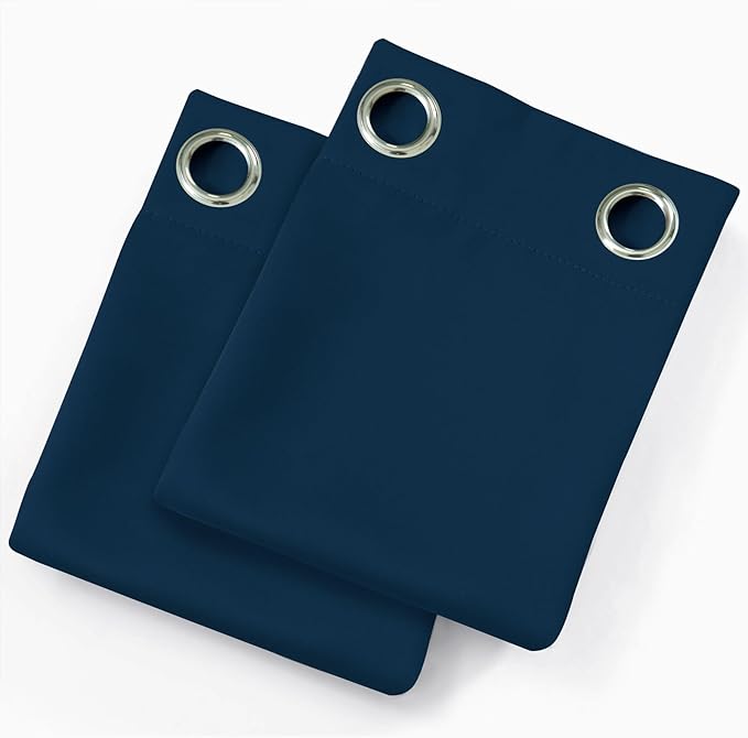 LEMOMO Blackout Curtains 52 x 90 Inch Long Navy Blue Curtains Set of 2 Panels Room Darkening Curtains for Bedroom and Living Room