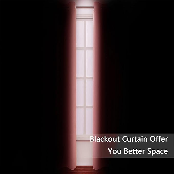 LEMOMO Blackout Curtains 38 x 84 inch/Coral Curtains Set of 2 Panels/Thermal Insulated Room Darkening Bedroom Curtains