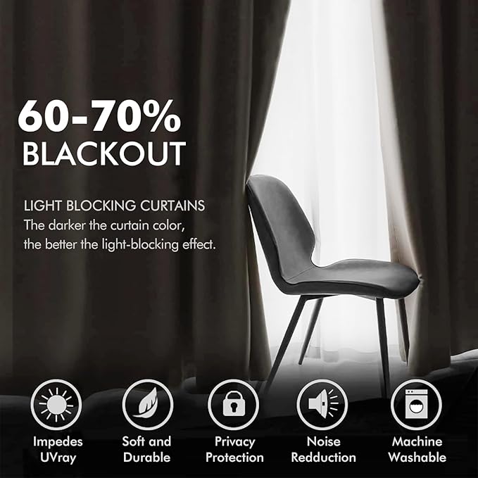 MIULEE Velvet Curtains Beige Elegant Grommet Curtains Thermal Insulated Soundproof Room Darkening Curtains/Drapes for Classical Living Room Bedroom Decor 52 x 84 Inch Set of 2