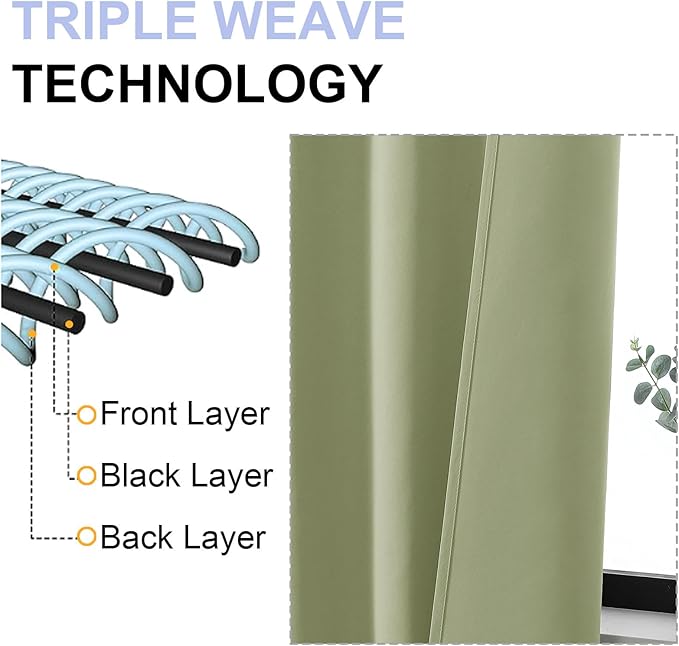 Simplebrand Ava Sage Green Short 24 Inches Blackout Curtain 2 Panels Set, Half Window Rod Pocket Privacy Curtain Tiers for Kitchen, Curtains Blackout for Bathroom Shades, W30 x L24 Inch, Sage Green