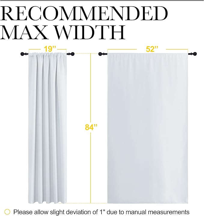 NICETOWN Greyish White Bedroom Curtain Panels - Multi-Function Noise Reducing Performance Window Treatment Thermal Insulated Rod Pocket Room Darkening Drapes for Nursery (2 Panels, 52 by 84)