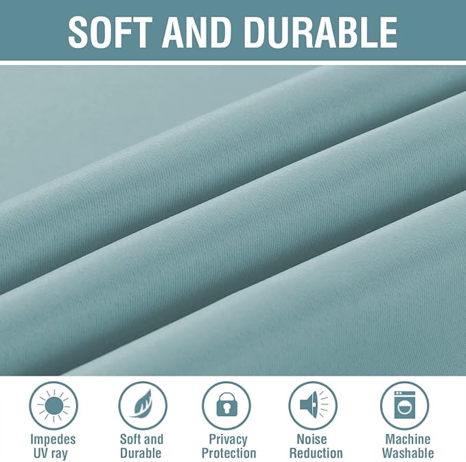 H.VERSAILTEX Blackout Curtain for Living Room Thermal Insulated Window Treatment Curtain Extra Long 108 inch Length Energy Saving Solid Grommet Blackout Drape, One Panel, Mineral Blue, 52" W x 108" L