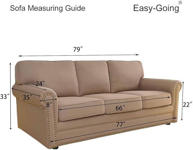 Easy-Going Reversible Couch Cover for 3 Cushion Couch Sofa Cover for Dogs Water Resistant Furniture Protector Cover with Foam Sticks Elastic Straps for Pet Cat (Sofa, Light Gray/Light Gray)