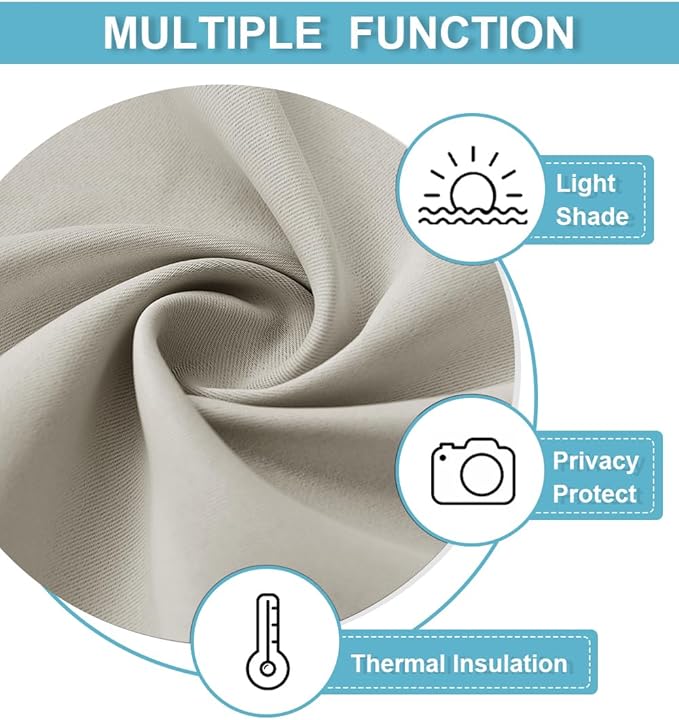 RYB HOME Cafe Curtains 24 inch Length, RV Curtains for Camper Windows, Mini Short Small Insulating Light UV Heat Blocking Privacy Half Window Tiers, Width 29 by Length 24, Natural, 2 Panels