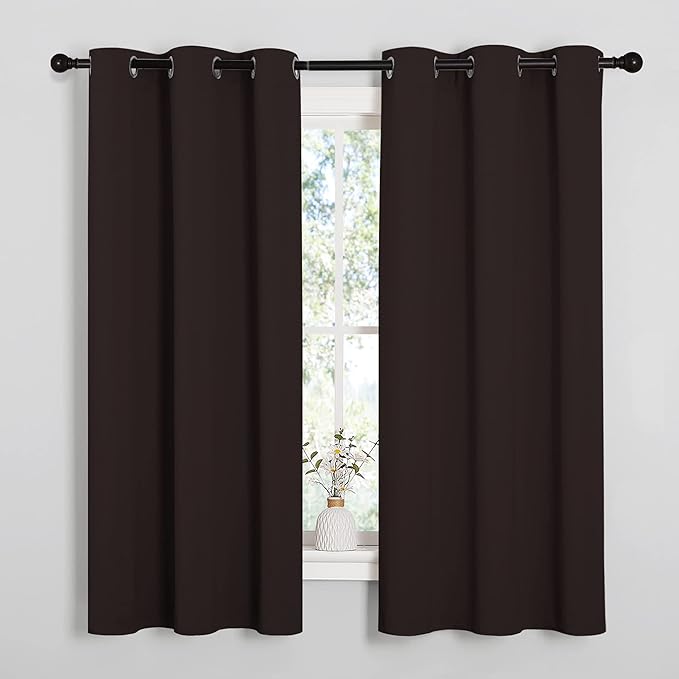 NICETOWN Room Darkening Draperies Curtains, Energy Smart Thermal Insulated Solid Grommet Curtains/Drapes Window Panels (2 Panels, 34-inch x 54-inch, Toffee Brown)