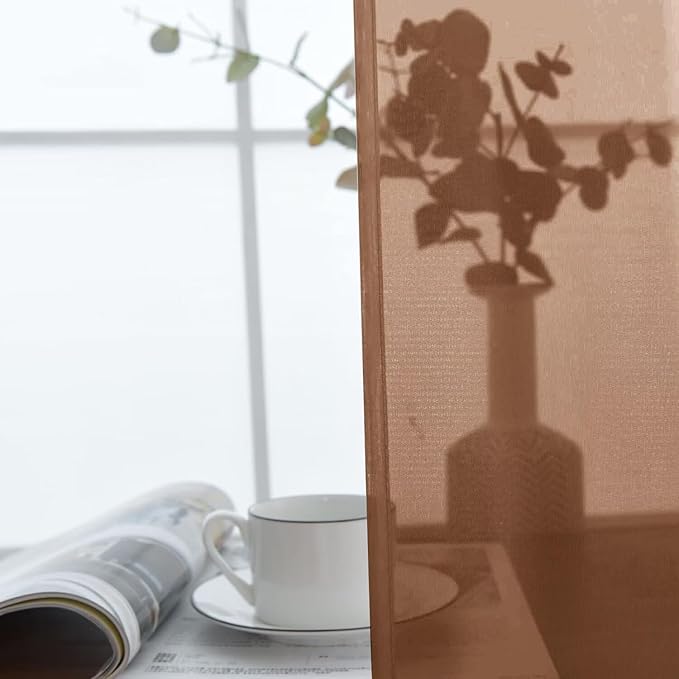 SpaceDresser Sheer Voile Window Treatment Rod Pocket Curtain Panels for Kitchen Bedroom Living Room Drapes Sunlight Filtering Privacy Semi Home Decor Assorted (Brown, 52 W x 63 L)