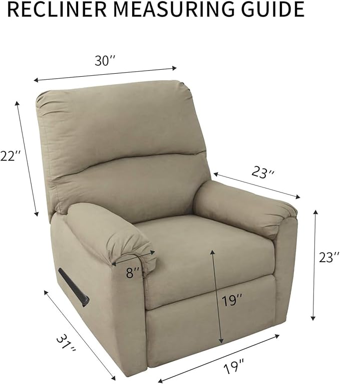 PureFit Reversible Quilted Sofa Cover, Water Resistant Slipcover Furniture Protector, Washable Couch Cover with Non Slip and Elastic Straps for Kids, Dogs, Pets (Small Recliner, Ivory/Ivory)