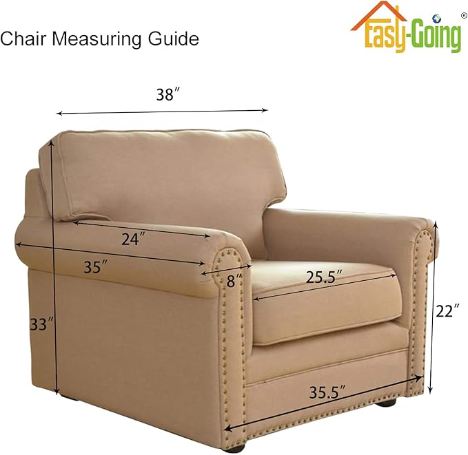 Easy-Going Stretch Chair Sofa Slipcover 1-Piece Couch Sofa Cover Furniture Protector Soft with Elastic Bottom for Kids, Pet. Spandex Jacquard Fabric Small Checks (Chair, Camel)