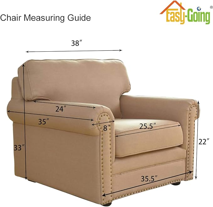 Easy-Going Stretch Chair Sofa Slipcover 1-Piece Couch Sofa Cover Furniture Protector Soft with Elastic Bottom for Kids, Pet. Spandex Jacquard Fabric Small Checks (Chair, Orange)