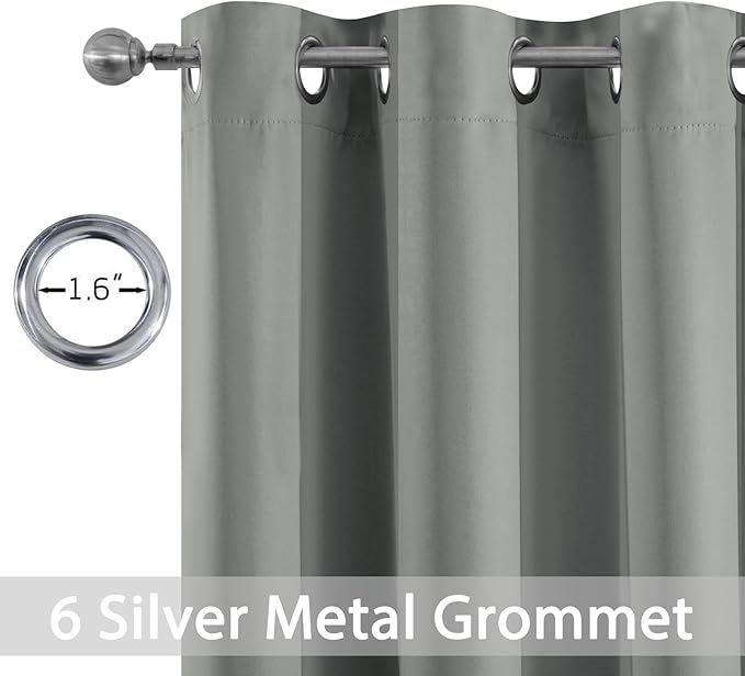 Yakamok Dove Grey Room Darking 63 Inch Length 2 Panel Sets for Livingroom Dining Room Darkening Thermal Insulated Bay Window Hotel Modern Elegant Black Out Sunblock Curtins/Bedroom,38 x 63 Inches