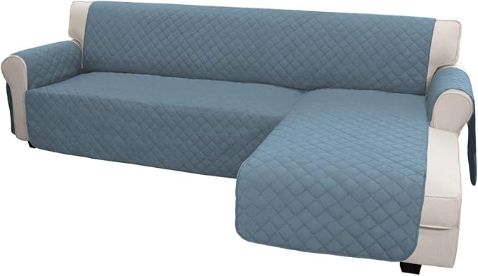 Easy-Going Sofa Slipcover L Shape Sofa Cover Sectional Couch Cover Furniture Protector Mat for Pets Dog Cat (Large, Light Blue/Light Blue)