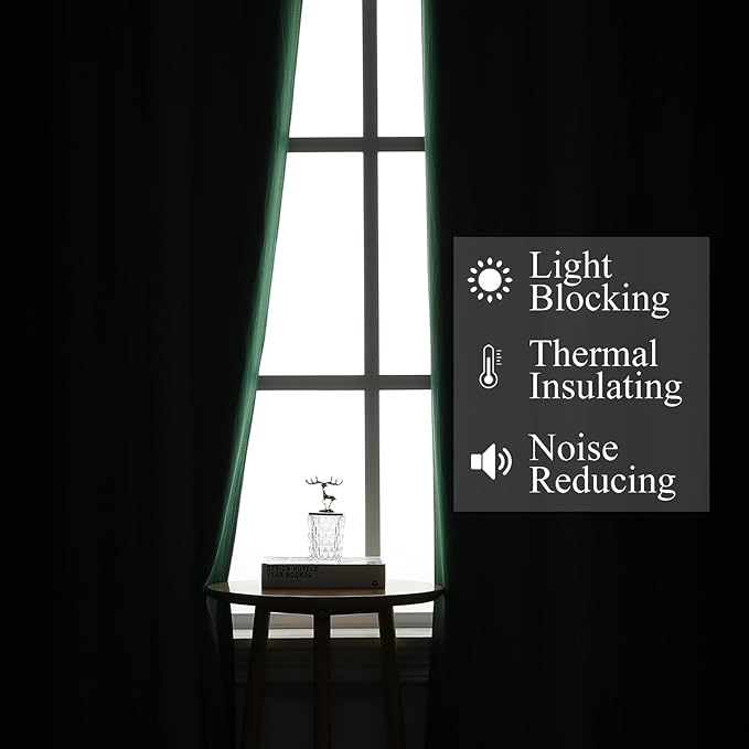 Estelar Textiler Black and Green Ombre Blackout Curtains & Drapes for Living Room, Thermal Insulated Grommet Energy Saving Window Gradient Curtains for Bedroom, 52Wx108L, 2 Panels