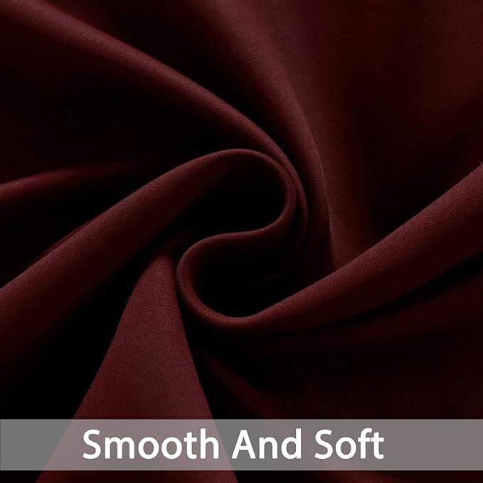 Yakamok Blackout Curtains for Bedroom, Thermal Insulated Blackout Window Curtains with Grommet Top for Living Room- Burgundy Red- 38W x 63L -2 Panels