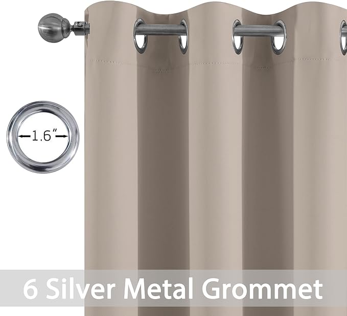 Yakamok Room Darkening Grommet Window Drapes Thermal Insulated Light Blocking Natural Blackout Curtains for Bedroom (42Wx84L,Natural,2 Panels)