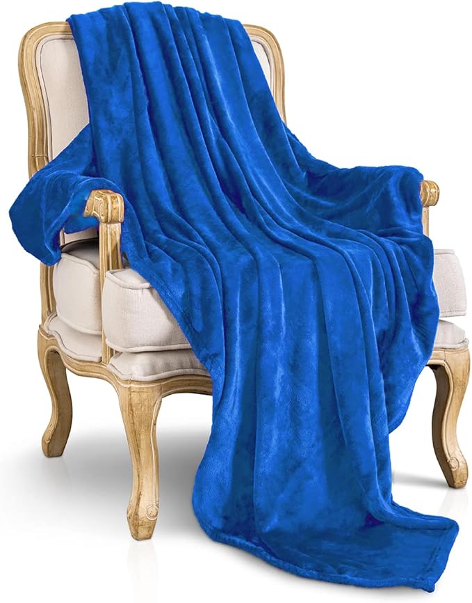 JIAHANNHA Royal Blue Throw Blanket Fleece Blanket 50"x60",Super Soft Cozy Plush Throw Blanket for Couch Sofa Bed,Warm and Lightweight Bed Blankets for Adults