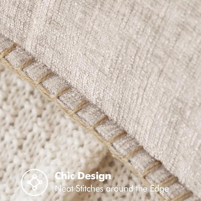 MIULEE Pack of 2 Couch Throw Pillow Covers 20x20 Inch Natural Beige Farmhouse Decorative Pillow Covers with Stitched Edge Taupe Soft Chenille Solid Dyed Pillow Covers for Sofa Bed Living Room