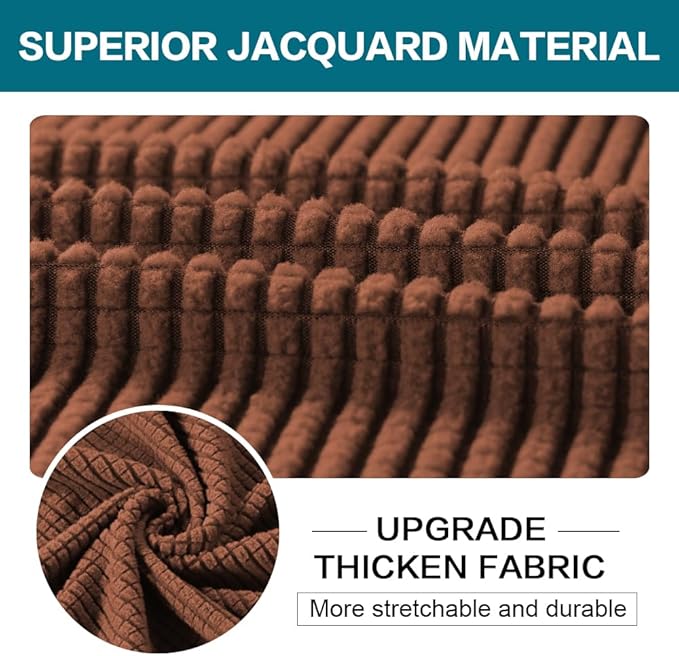 Turquoize 4 Piece Sofa Covers for 3 Cushion Couch Slipcover Soft Cover Dogs-Washable Furniture with Individual Covers,Feature Jacquard Fabric(3 Cushion Sofa, Caramel)