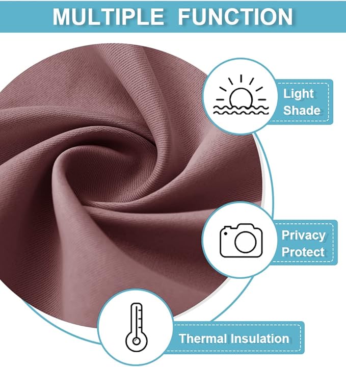RYB HOME Kitchen Blackout Curtains Over Sink 36 inch Length, Rod Pocket Summer Light UV Blocking Energy Efficient, Cabinet Shelf Cupboard Coverings, Width 29 by Length 36, Dusty Rose, 2 Panels