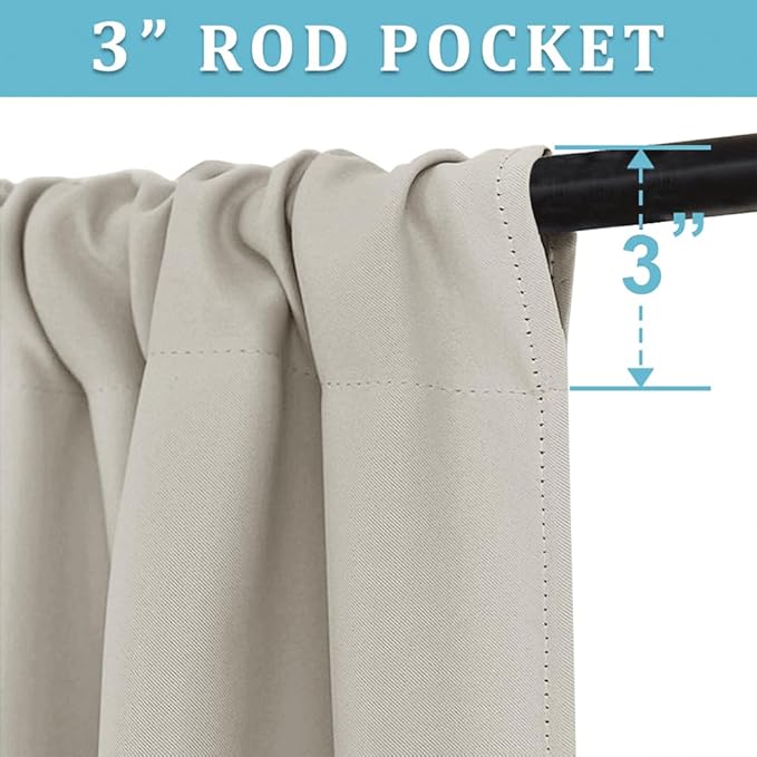 RYB HOME Cafe Curtains 24 inch Length, RV Curtains for Camper Windows, Mini Short Small Insulating Light UV Heat Blocking Privacy Half Window Tiers, Width 42 by Length 24, Natural, 2 Panels