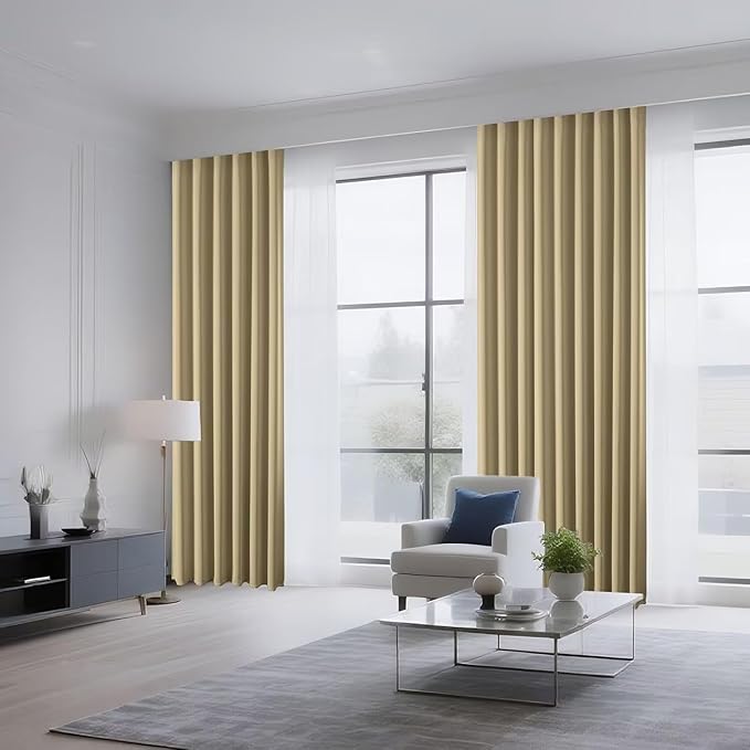 Joydeco Blackout Curtains for Bedroom 84 inch Long 2 Panels, Thermal Insulated Room Darkening Curtains with Grommets, Soft Window Drapes for Living Room (W52 x L84 Inch, Beige)