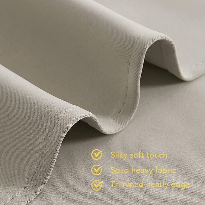 NICETOWN Blackout Draperies Curtains for Kids Room, Window Treatment Thermal Insulated Solid Grommet Blackout Drape Panels for Bedroom (Natural, Set of 2, 70 by 84 inches)