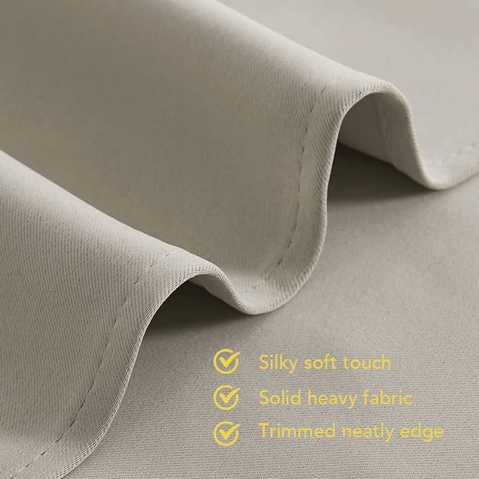 NICETOWN Blackout Curtains for Bedroom, Natural, 34 W by 80 L, Set of 2, Thermal Insulated Curtains & Drapes with Grommet Top for Living Room, Privacy Window Treatment Draperies