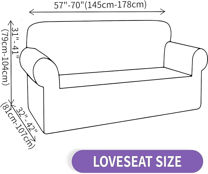 ZNSAYOTX Super Stretch Loveseat Covers (57"-70"), New Striped Love Seat Slipcover, Dogs Pet Friendly Anti-Slip Couch Protector Spandex Durable 2 Seater Fabric Sofa Cover (Coffee, Loveseat)