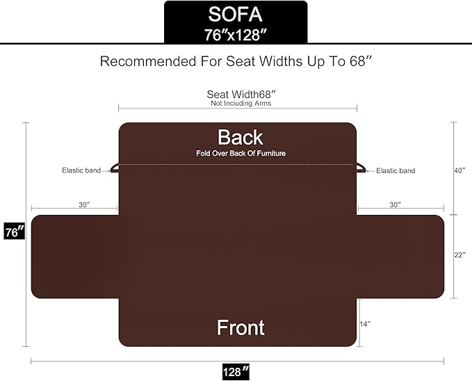 U-NICE HOME Reversible Sofa Cover Couch Cover for Dogs with Elastic Straps Water Resistant Furniture Protector for Pets Couch Cover for 3 Cushion Couch (Sofa, Chocolate/Chocolate)