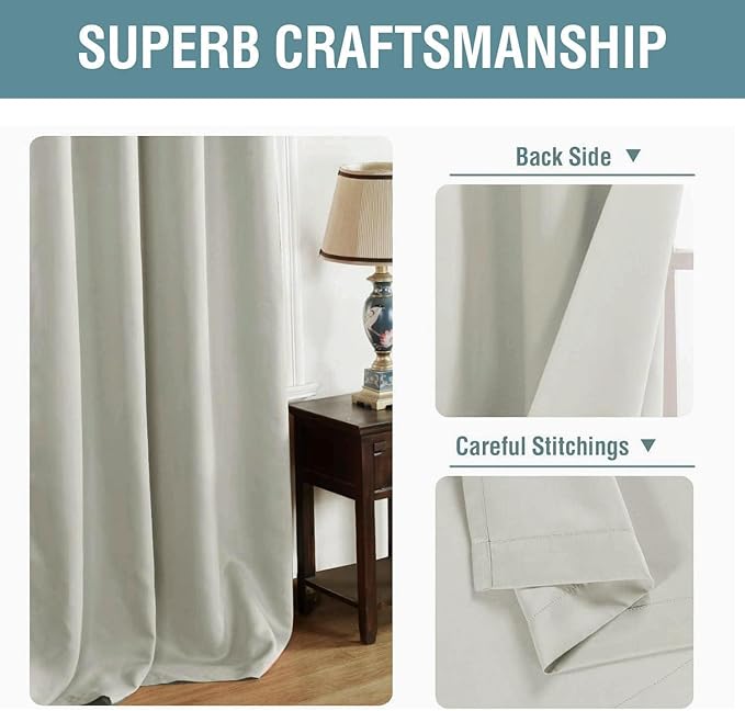 H.VERSAILTEX Blackout Curtain for Living Room Thermal Insulated Window Treatment Curtain Extra Long 96 inch Length Energy Saving Solid Grommet Top Blackout Drape, One Panel, Pale Oak, 52" W x 96" L