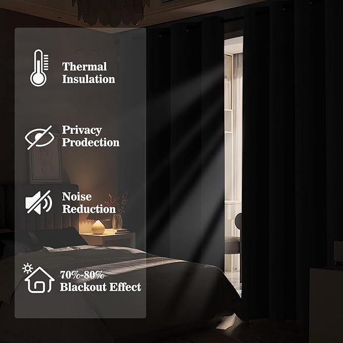 Yakamok Blackout Ombre Dark Blue and Burnt Orange Curtains-Gradient Room Darkening Curtain, Grommet Thermal Insulated Light Blocking Window Drapes Curtain for Living Room Bedroom,52 x 54 Inch,2 Panels