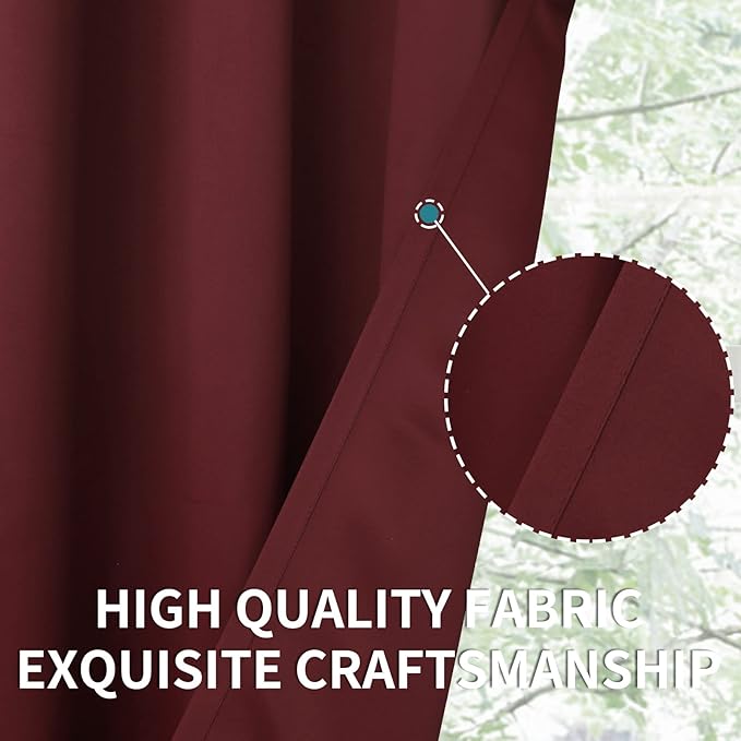 BGment Christmas Blackout Curtains - Grommet Thermal Insulated Room Darkening Bedroom and Living Room Curtains, Set of 2 Curtain Panels (52 x 84 Inch, Burgundy)