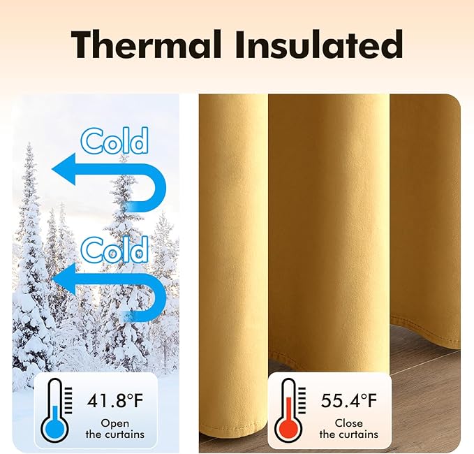 MIULEE Velvet Curtains Golden Elegant Grommet Thermal Insulated Soundproof Room Darkening Curtains/Drapes for Classical Living Room Bedroom Decor 52 x 96 Inch Set of 2