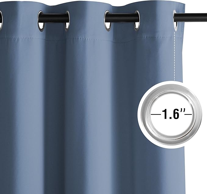 NICETOWN Room Darkening Draperies Curtains Panels, 2 Panels Stone Blue W52 x L102