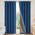 Joydeco Blackout Curtains for Bedroom - 100% Light Blocking 2 Panels Navy Blue Drapes 37" W x 84" L, Thermal Insulated Room Darkening Curtains, Linen Textured for Living Room, Rod Pocket & Back Tabs