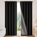 Joydeco Linen Blackout Curtains for Bedroom - 100% Light Blocking 1 Panels, Black Drapes 100" W x 84" L, Thermal Insulated Room Darkening Curtains for Living Room, Rod Pocket & Back Tabs