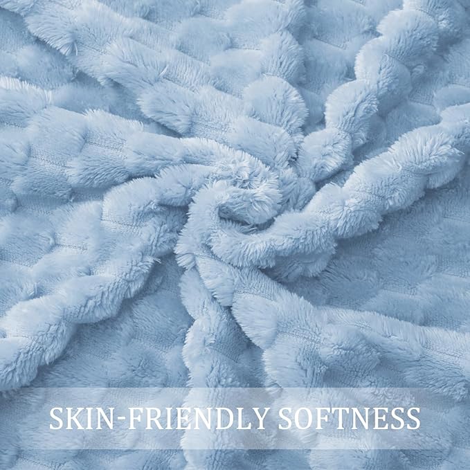 Exclusivo Mezcla Fleece King Blanket for Bed, Extra Large Fuzzy Stone Blue Bed Blankets, Soft Cozy Plush Sofa Throws for All Seasons, 90x104 Inches