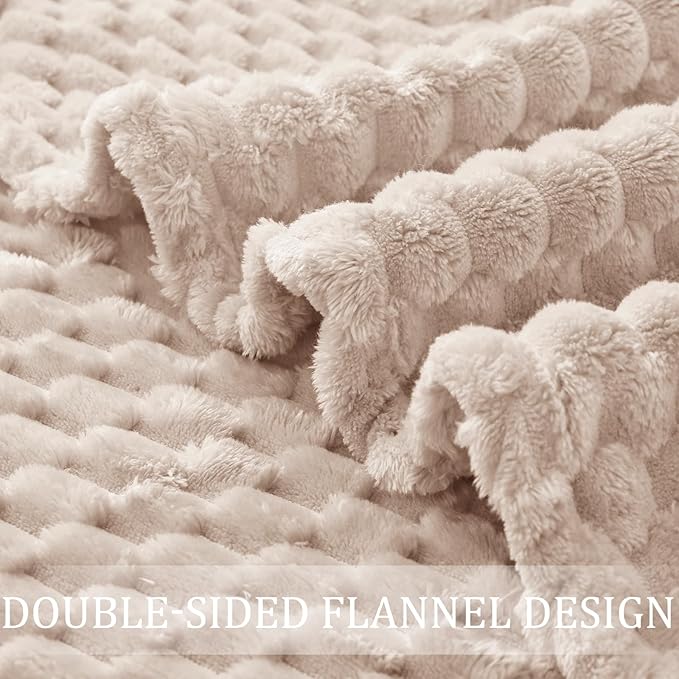 Exclusivo Mezcla Fleece Twin Blanket for Bed, Extra Large Fuzzy Camel Bed Blankets, Soft Cozy Plush Sofa Throws for All Seasons, 60x80 Inches