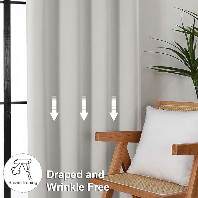 Simplebrand Ava Natural Short 36 Inches Blackout Curtain 2 Panels Set, Half Window Rod Pocket Privacy Curtain Tiers for Kitchen, Curtains Blackout for Bathroom Shades, W40 x L36 Inch, Natural