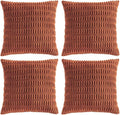 Fancy Homi 4 Packs Rust Decorative Throw Pillow Covers 22x22 Inch for Living Room Couch Bed Sofa, Terracotta Rustic Farmhouse Boho Home Decor, Soft Plush Striped Corduroy Square Cushion Case 55x55 cm